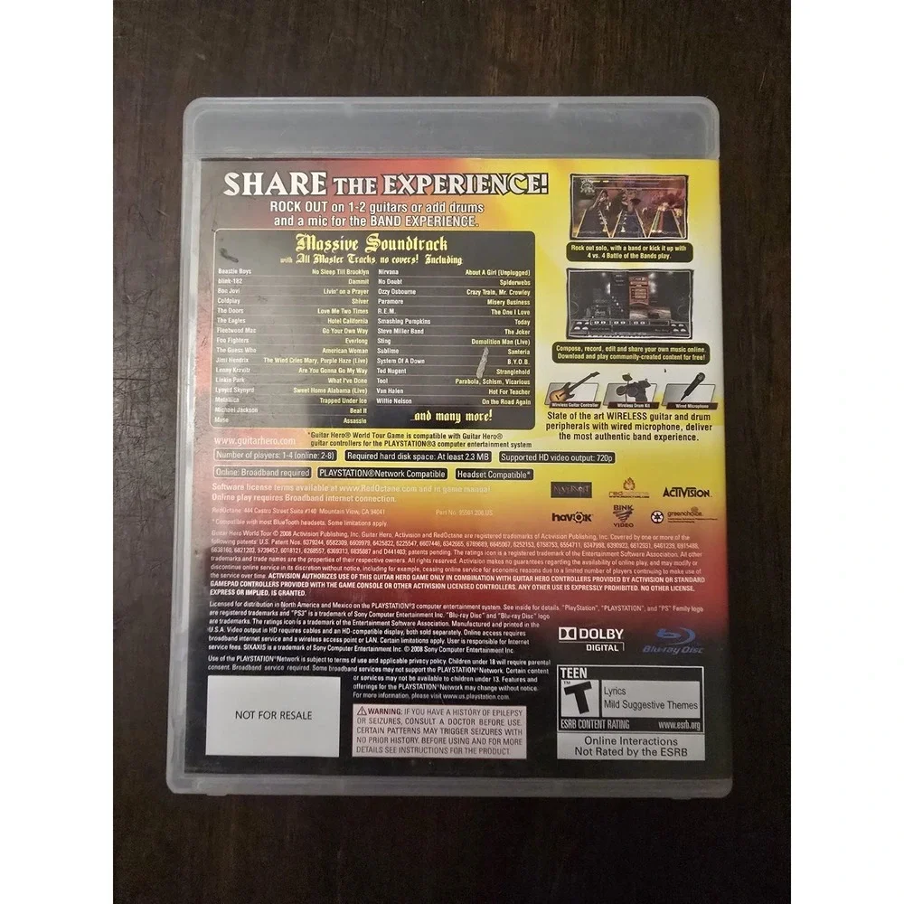 PlayStation 3 Guitar Hero: World Tour‎ Sony 2008 PS3 Complete with  Manual